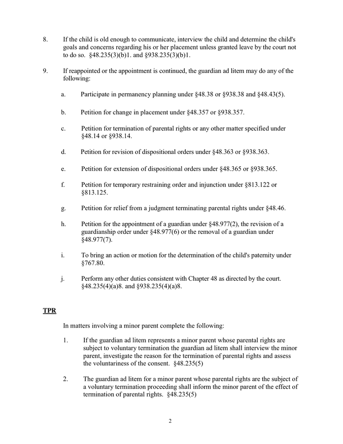Guardian ad Litem sample memorandum of understanding in Word and Pdf