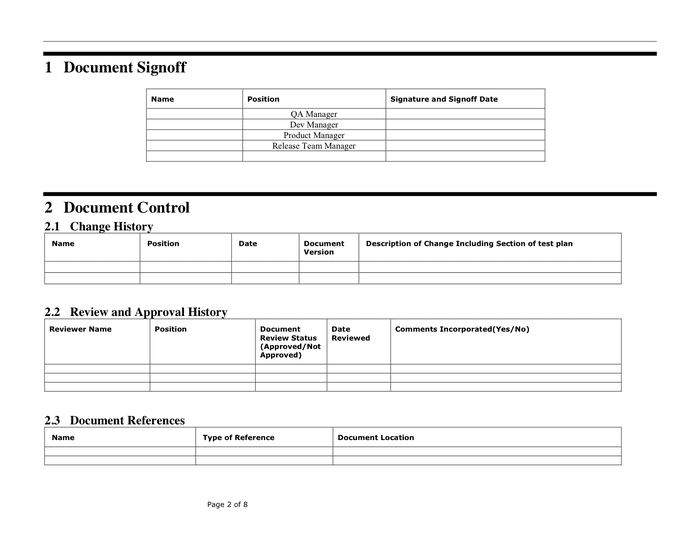 Test Outline Template