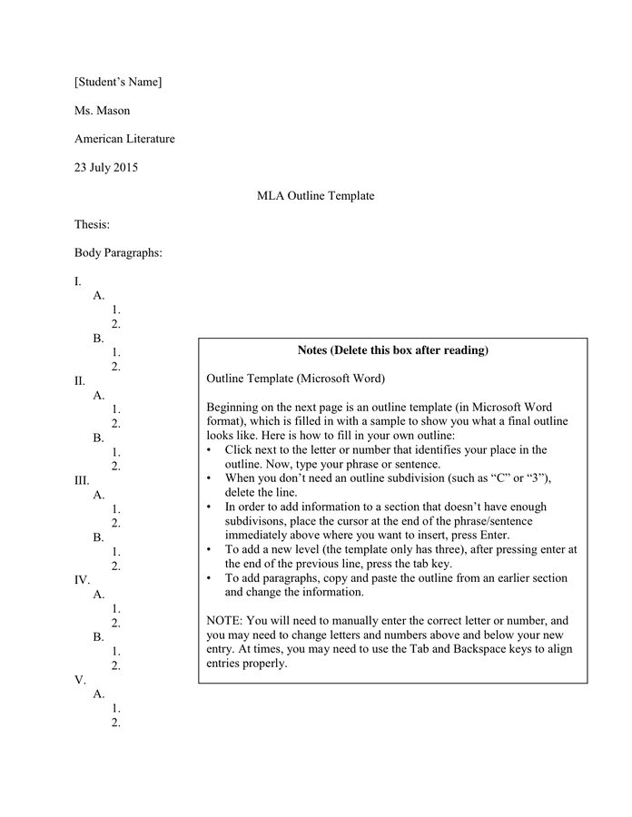 mla research outline example