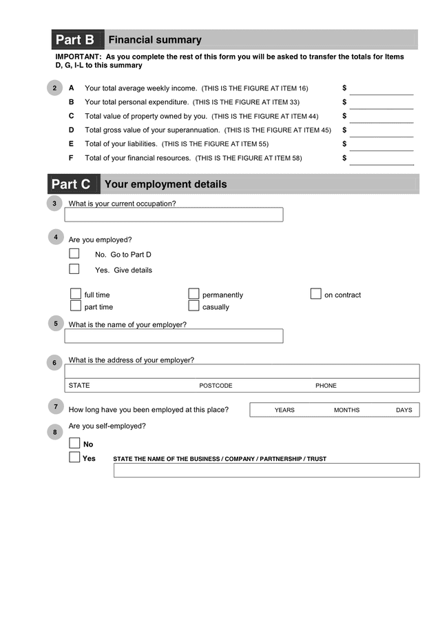 Financial Statement form in Word and Pdf formats - page 2 of 10