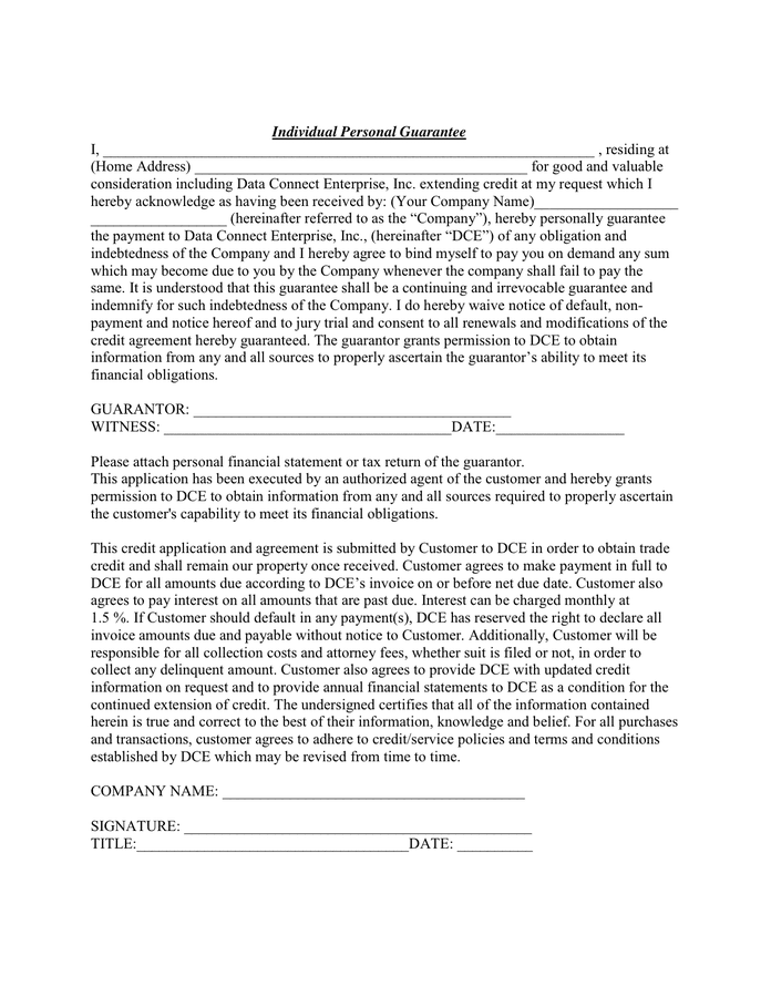 Credit Application DOC Form in Word and Pdf formats - page 8 of 10