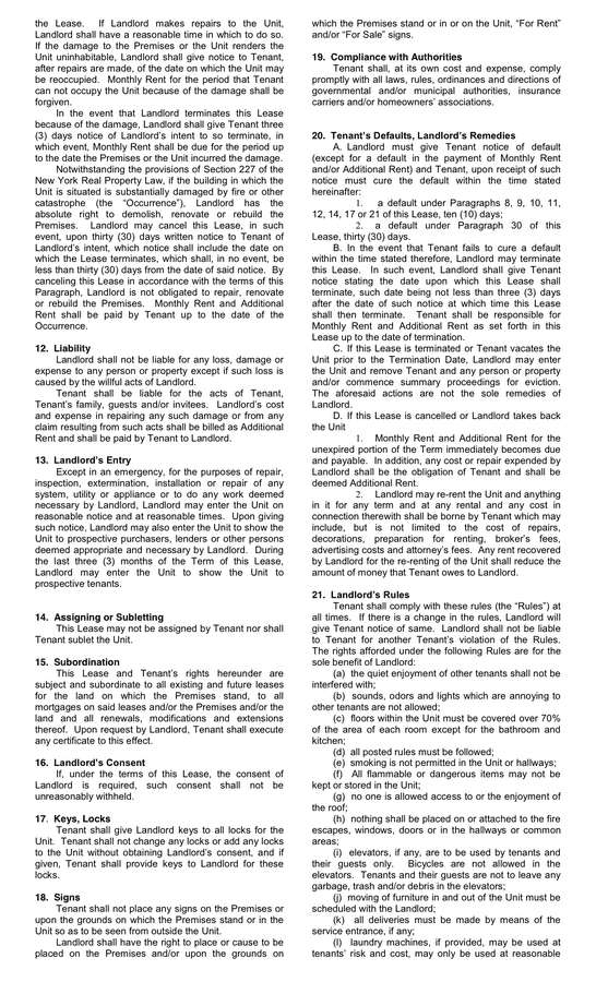 Apartment Lease Agreement page 2