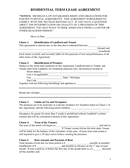 Standard lease agreement page 1 preview