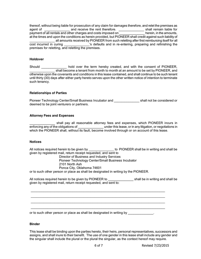 Lease agreement in Word and Pdf formats - page 6 of 7