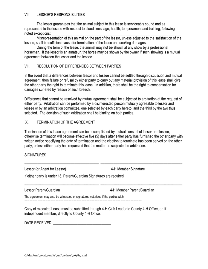 Lease agreement in Word and Pdf formats - page 2 of 2