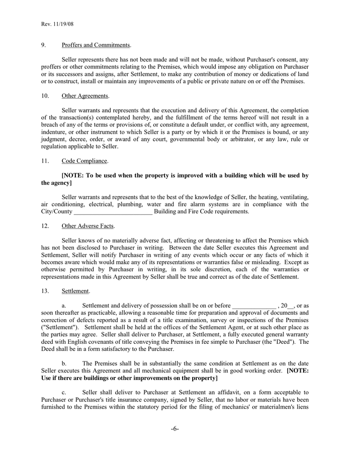 Real estate purchase agreement in Word and Pdf formats - page 6 of 13