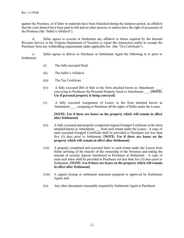 Real estate purchase agreement in Word and Pdf formats - page 7 of 13