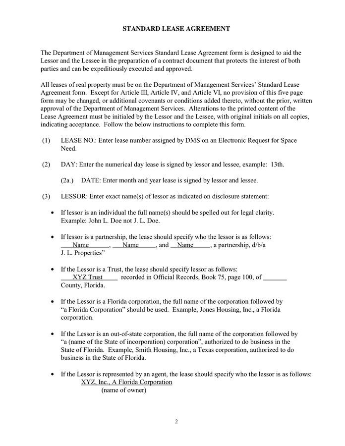 Standard lease agreement in Word and Pdf formats - page 2 of 21