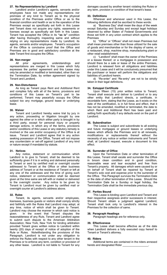 Office Lease Agreement in Word and Pdf formats - page 5 of 6