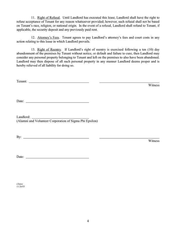 Lease Agreement in Word and Pdf formats - page 4 of 5