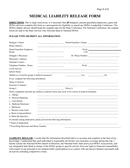 Medical liability release form page 1 preview