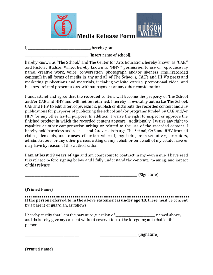 media-release-form-download-free-documents-for-pdf-word-and-excel