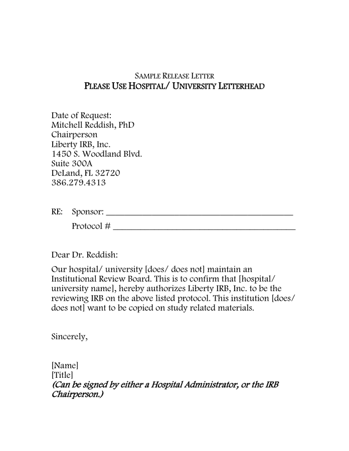 release letter in Word and Pdf formats