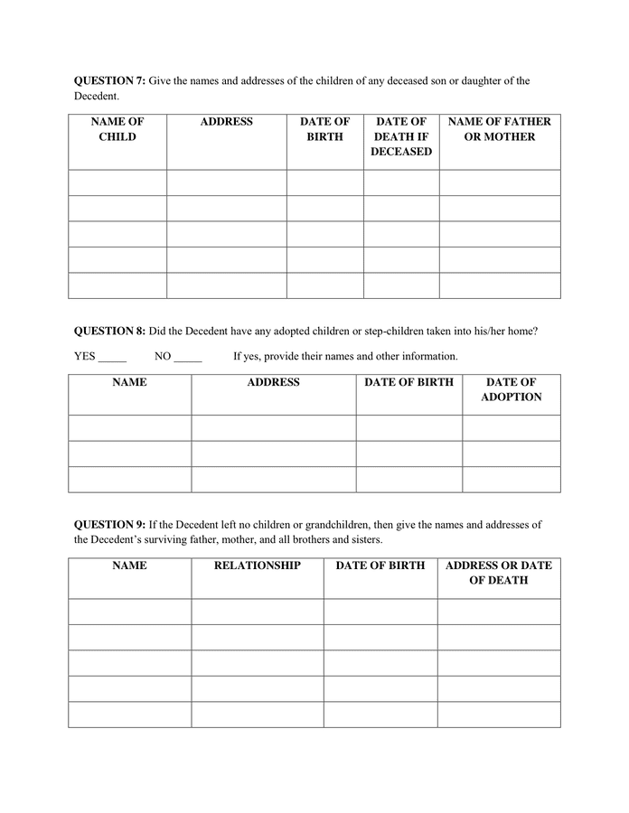 Affidavit of heirship in Word and Pdf formats - page 3 of 4