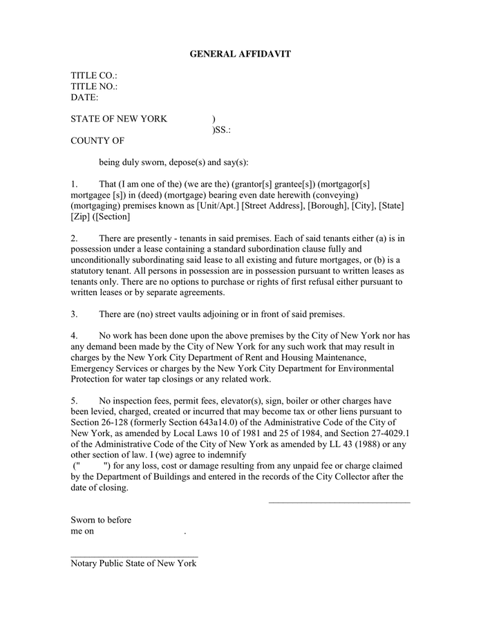 General Affidavit - download free documents for PDF, Word and Excel