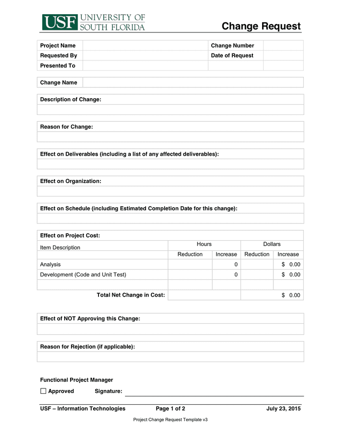 Change Request Template download free documents for PDF Word and Excel