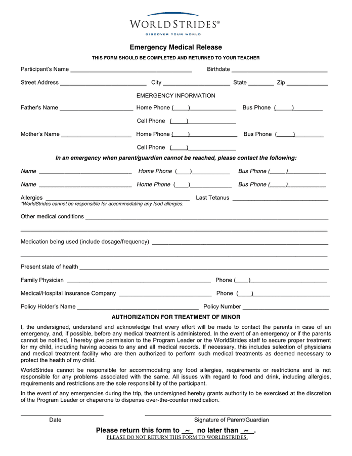 Medical Release Form In Word And Pdf Formats 1625