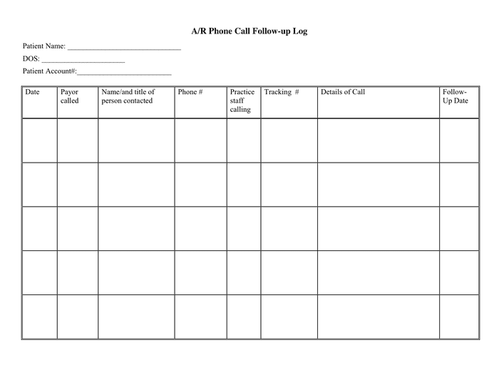 Phone Call Log Form In Word And Pdf Formats