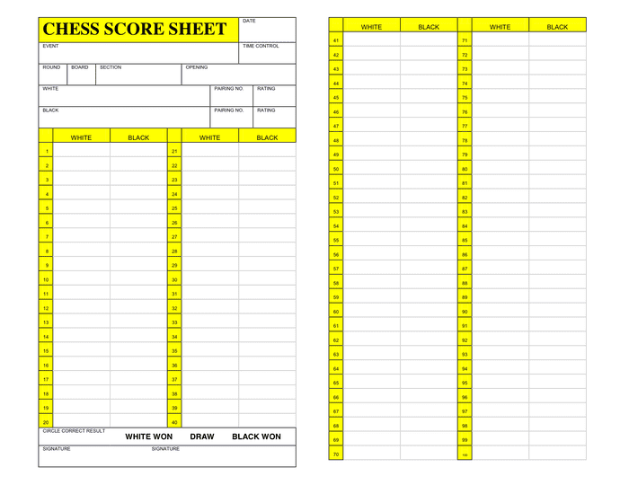 Chess Score Sheet (+ Free PDF Template) 