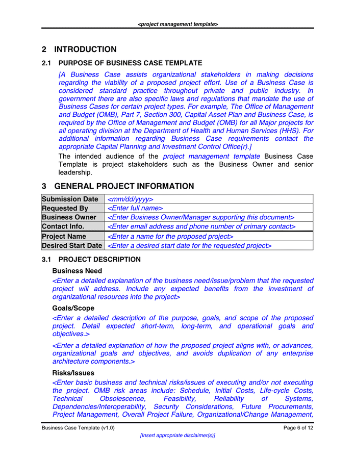 Business Case Template in Word and Pdf formats page 6 of 12