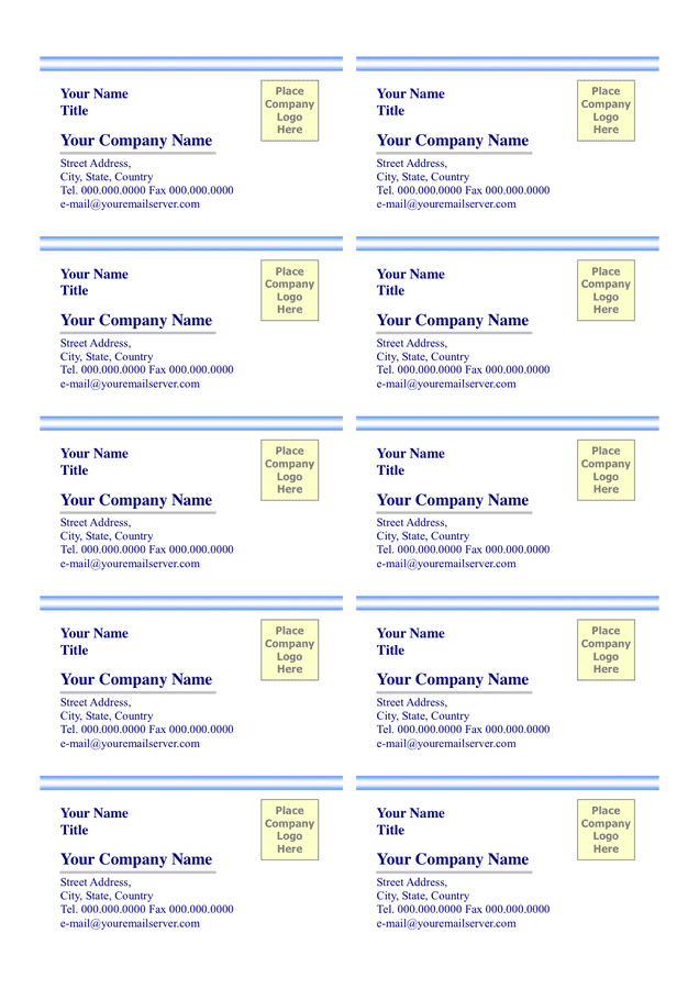 Business Card Template In Word And Pdf Formats