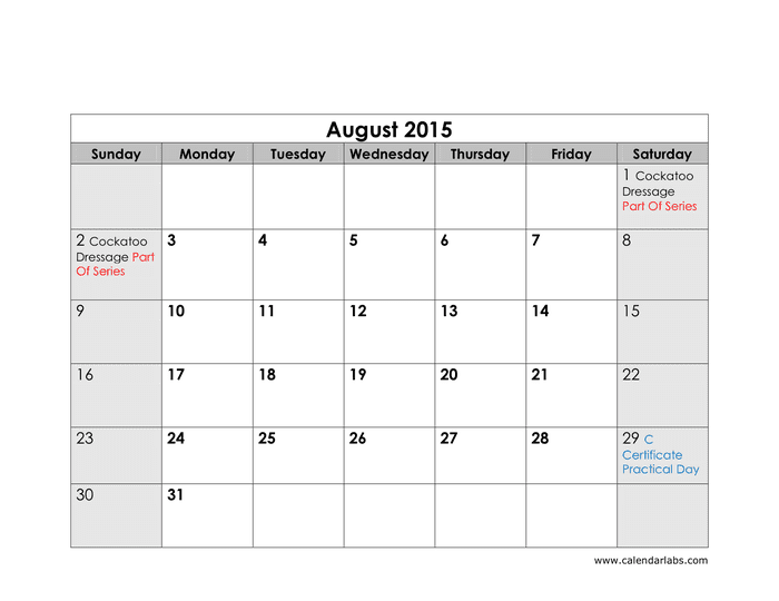 2015 Yearly Calendar in Word and Pdf formats - page 8 of 12