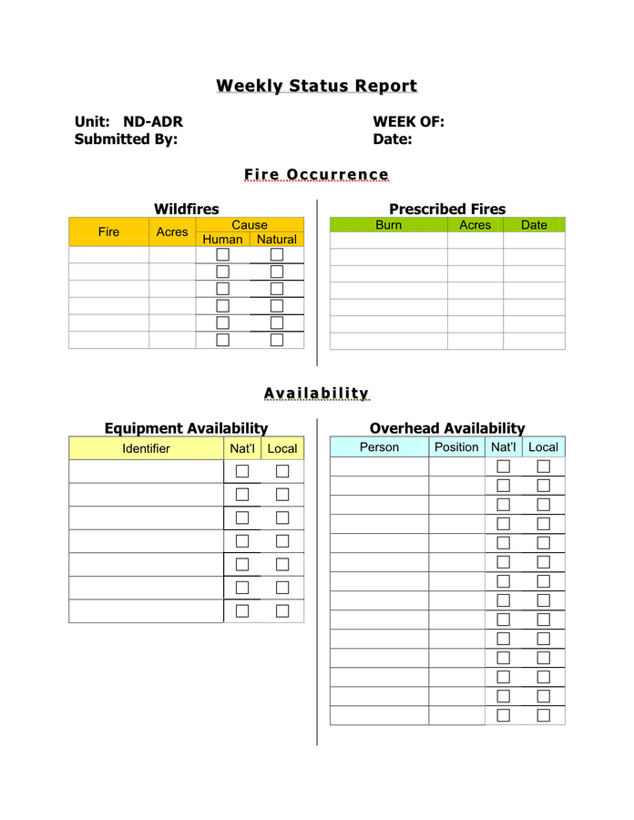 Weekly Status Report In Word And Pdf Formats