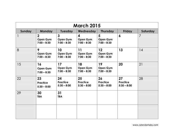 2015 Yearly Calendar in Word and Pdf formats