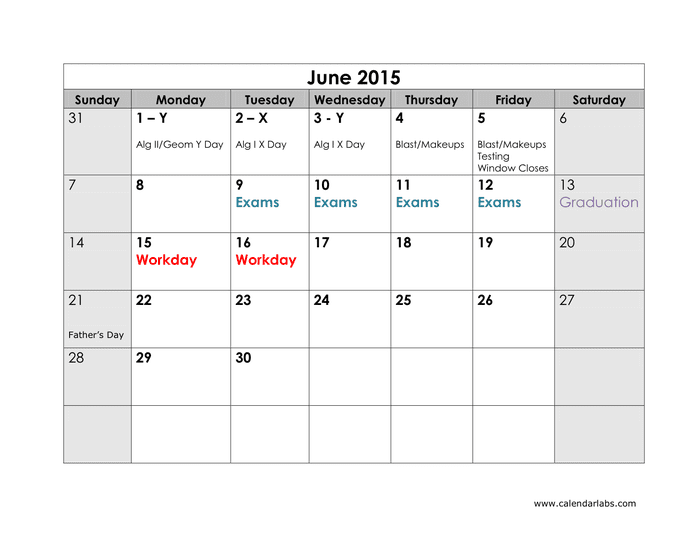 2015 Yearly Calendar in Word and Pdf formats - page 5 of 5