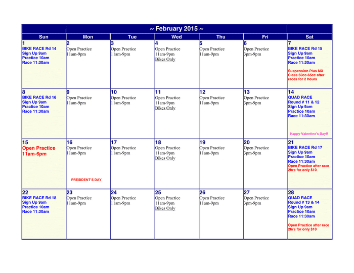 February Calendar 15 In Word And Pdf Formats