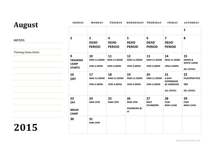 2015 Monthly Calendar in Word and Pdf formats - page 7 of 11