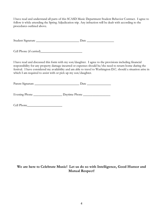 Student behavior contract in word and pdf formats page 4 of 4
