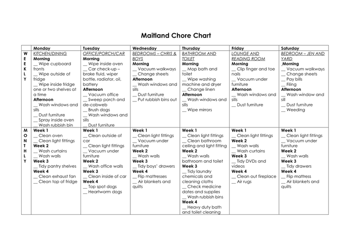 Jordan Page Chore Chart Printable