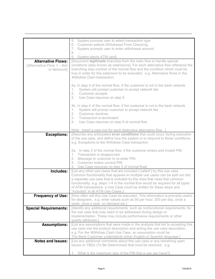 Use Case Template in Word and Pdf formats - page 6 of 7