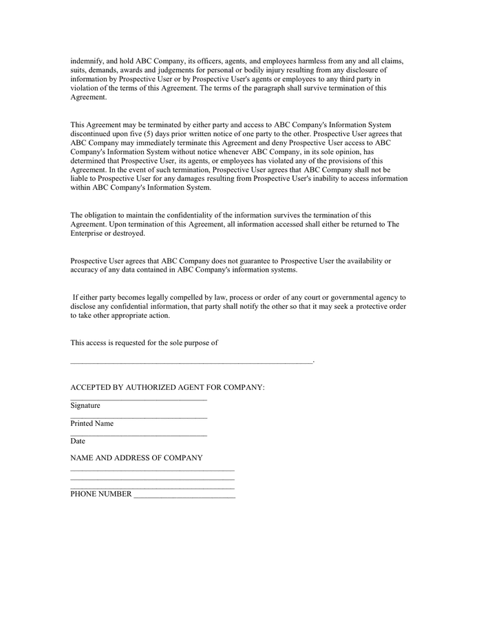 confidentiality statement in Word and Pdf formats - page 2 of 2