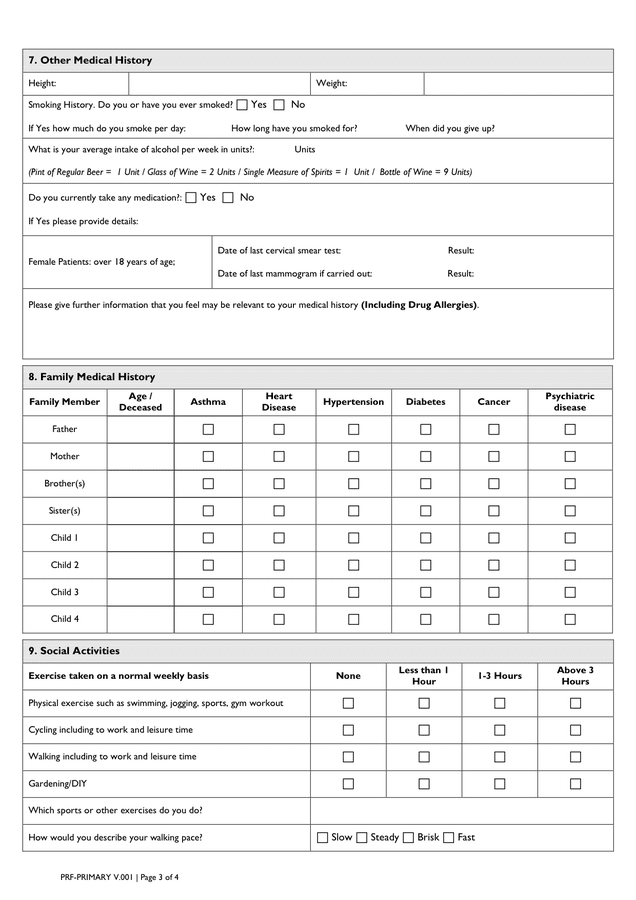 Patient Registration Form in Word and Pdf formats - page 3 of 4