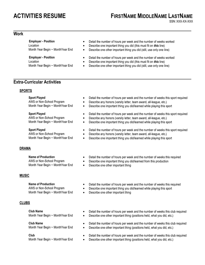 General Resume Template - download free documents for PDF, Word and Excel