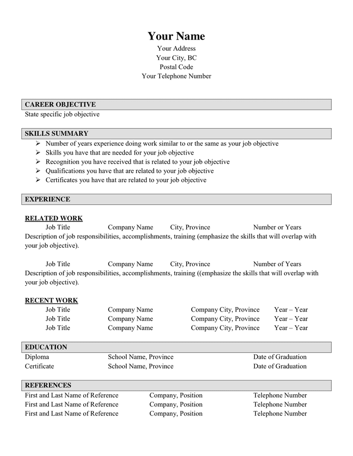 functional resume template 2 in word and pdf formats