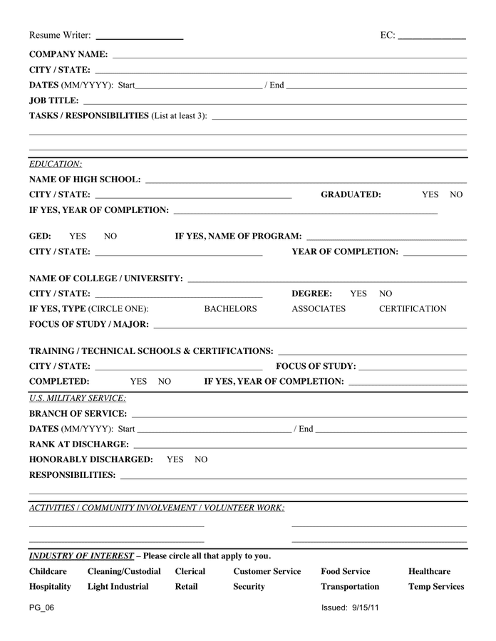 Resume template in Word and Pdf formats - page 2 of 2