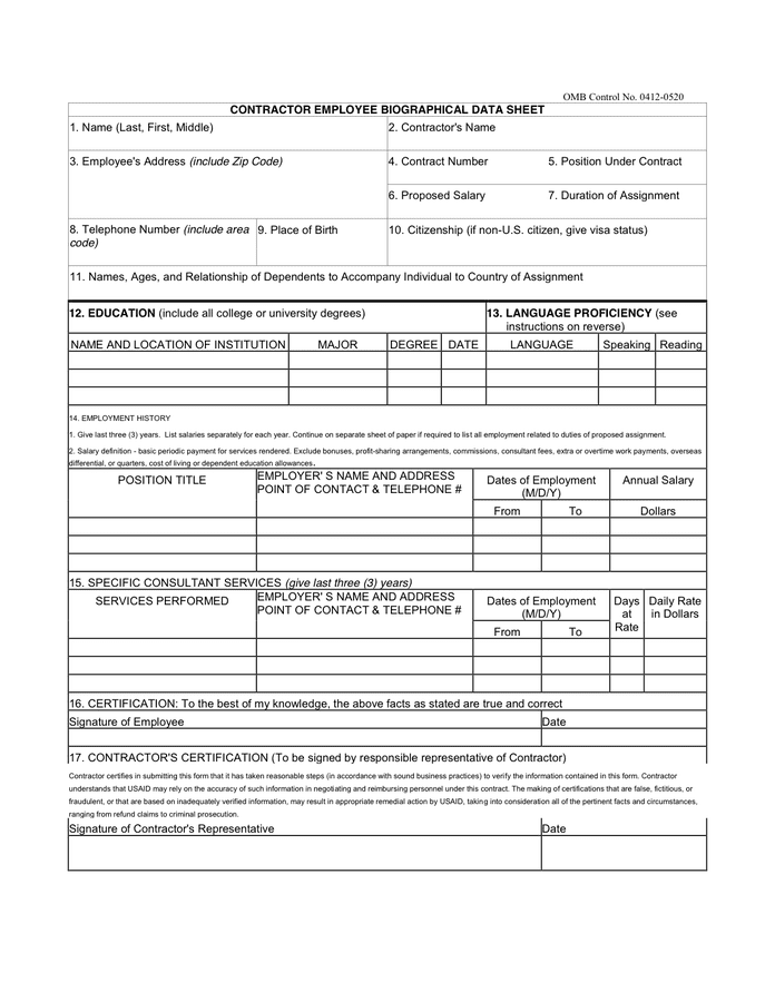 Biodata Form In Word And Pdf Formats