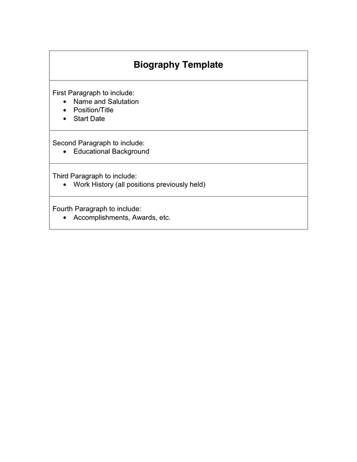 Biography Template in Word and Pdf formats