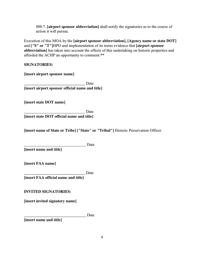 Memorandum of agreement in Word and Pdf formats - page 4 of 5