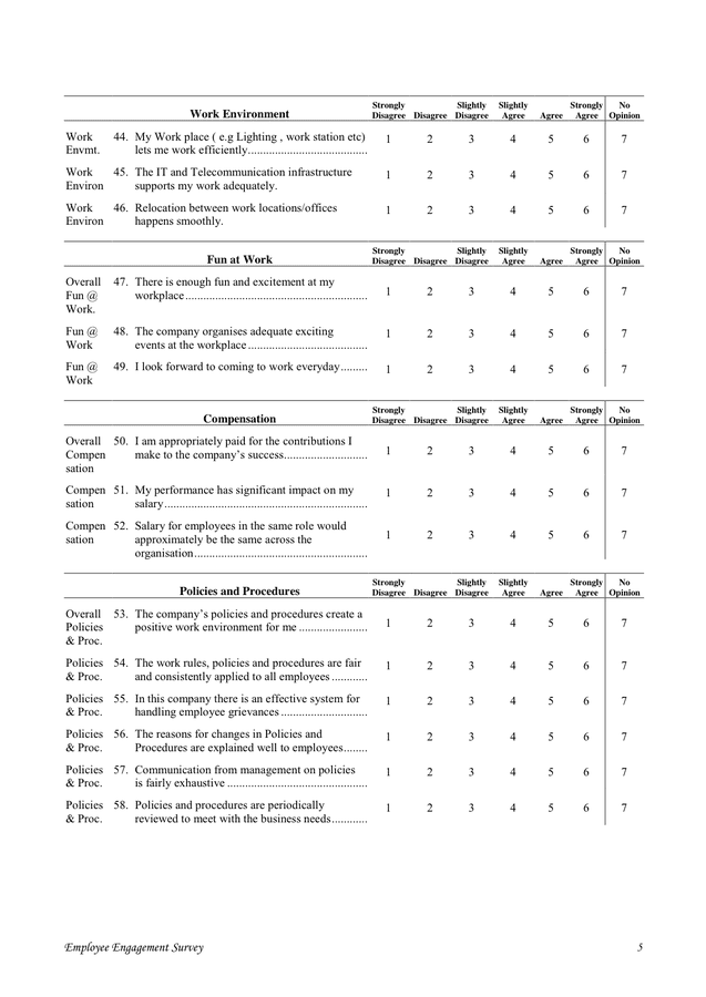 Employee satisfaction survey in Word and Pdf formats - page 5 of 8