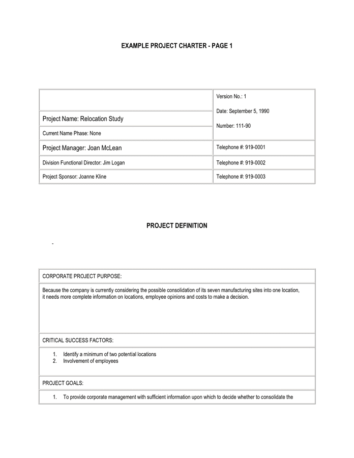 Project Charter Template - download free documents for PDF, Word and Excel