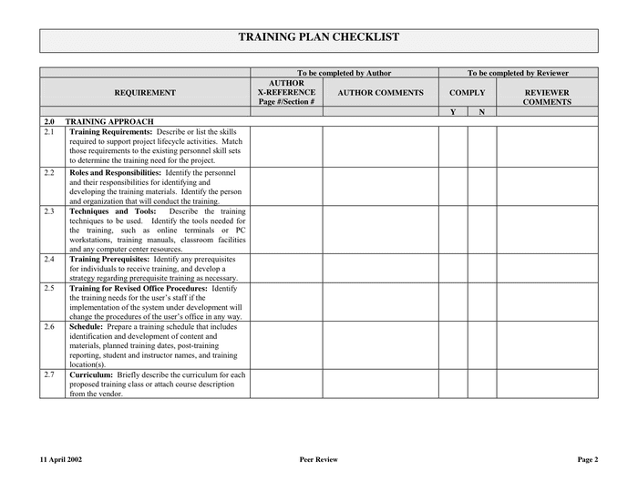 Training Plan Checklist in Word and Pdf formats - page 4 of 5