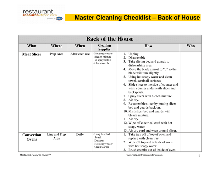 Master Cleaning Schedule In Word And Pdf Formats