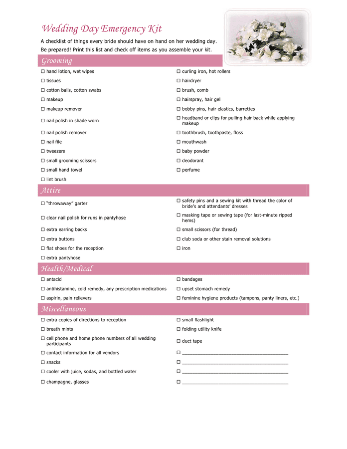 wedding checklist download free documents for pdf word