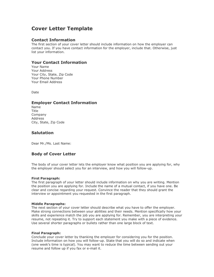 cover letter template word download
