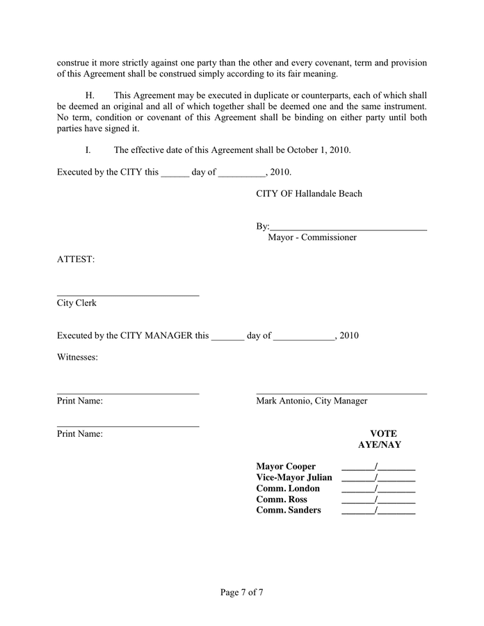 Employment agreement in Word and Pdf formats - page 7 of 7