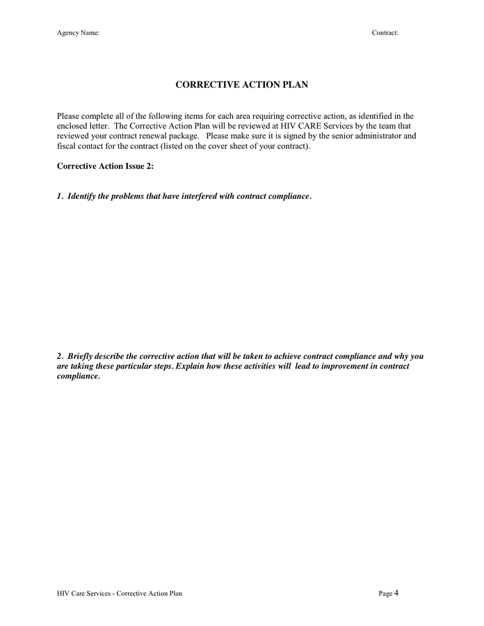 Corrective Action Plan In Word And Pdf Formats Page 4 Of 7 6600